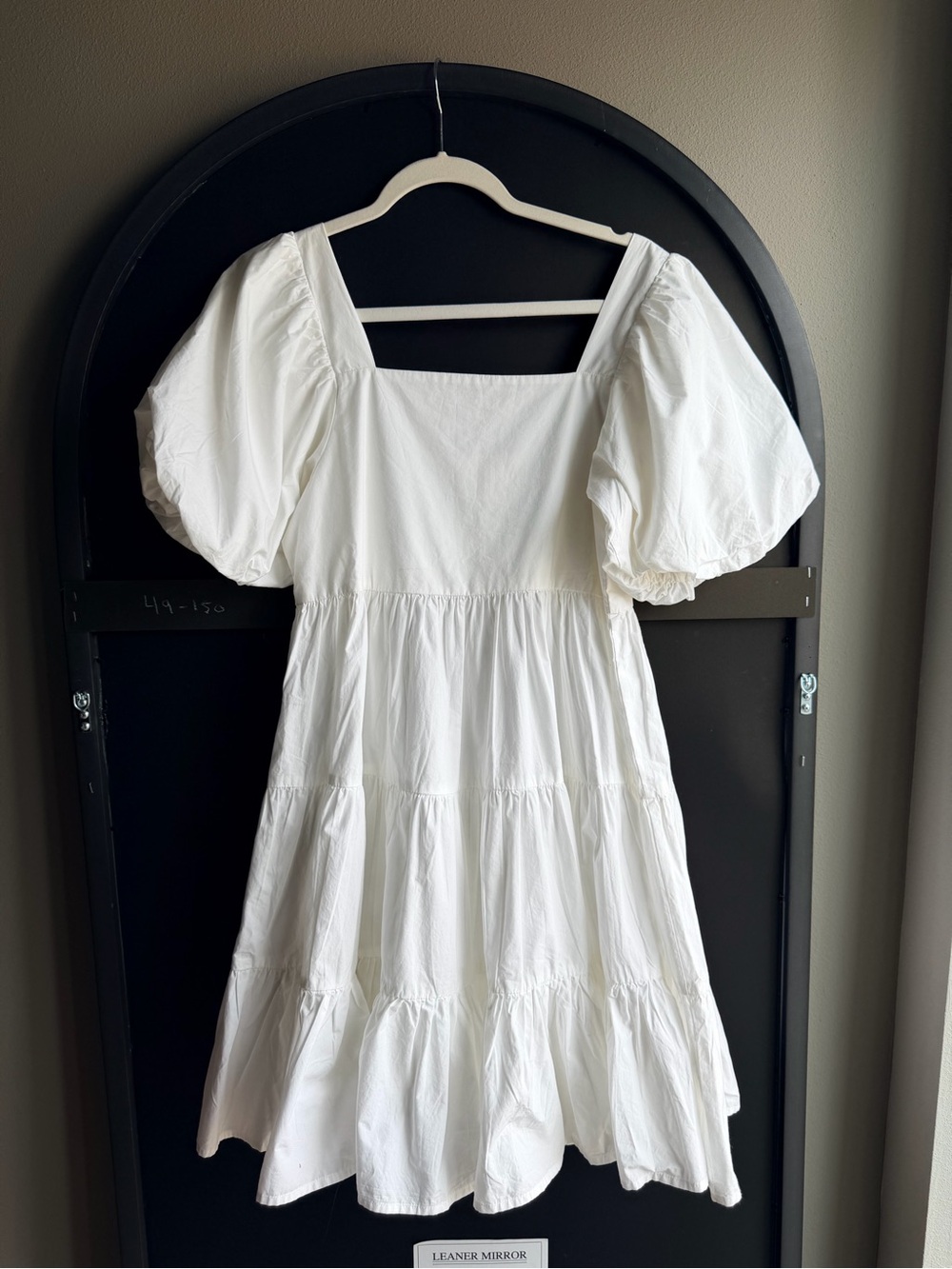 OAK + FORT White Square-Neck Puff Sleeve Tiered Midi Dress